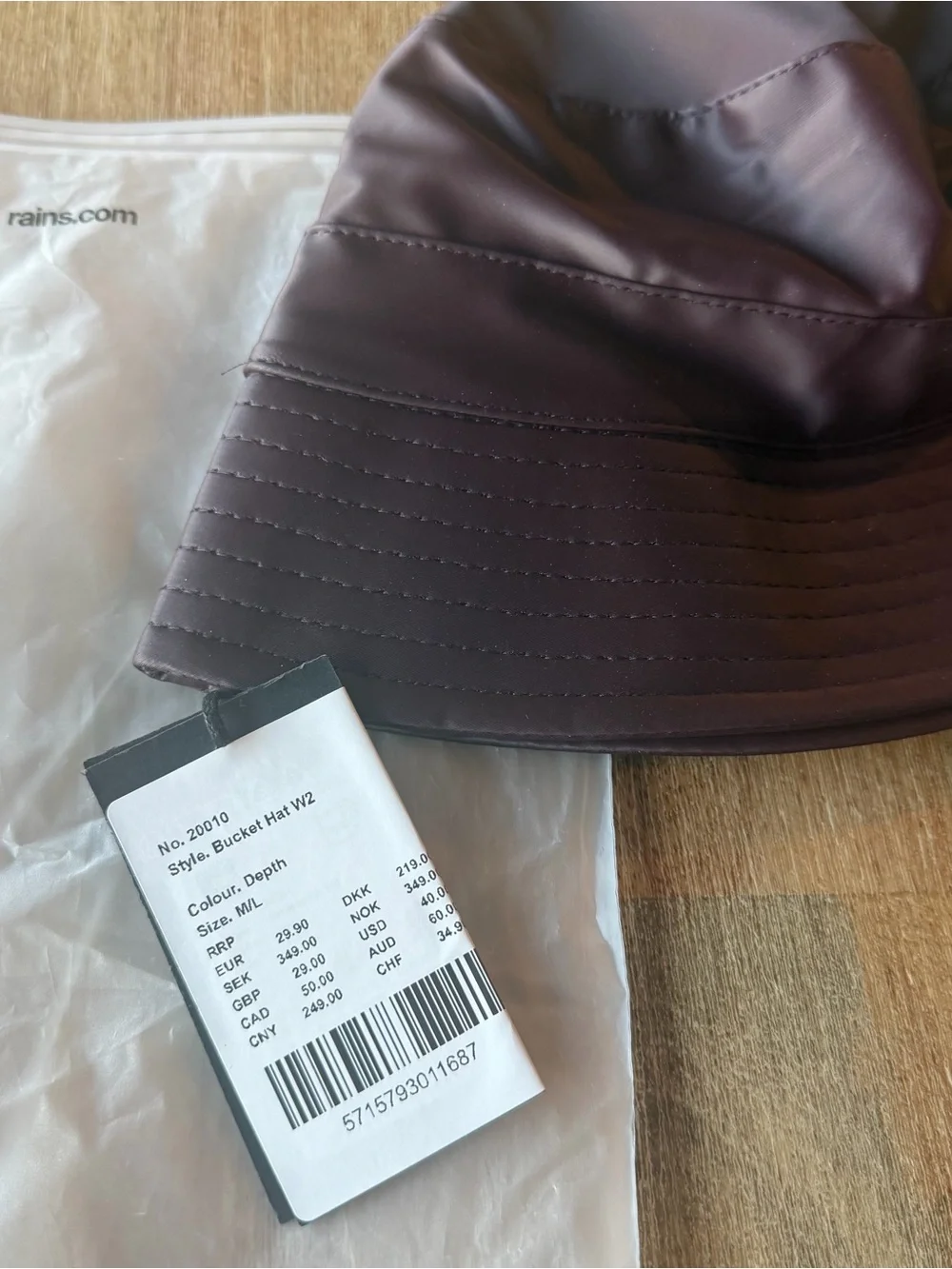 RAINS Women's Maroon Waterproof Bucket H - M/L